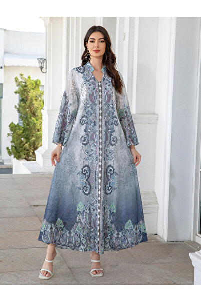 Take Two By Styli جلابية بأكمام طويلة وتفاصيل تطريز مطبوع