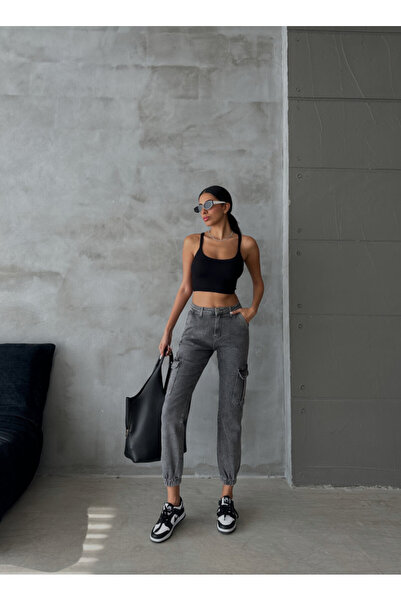 ADAMODA.RO Women's elastic cargo jeans