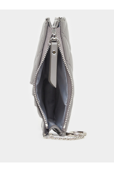 Styli Grey Quilted Wallet with Chain Strap