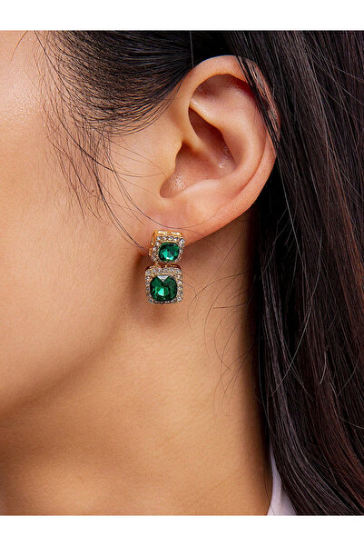 Take Two By Styli Embellished Square Earrings