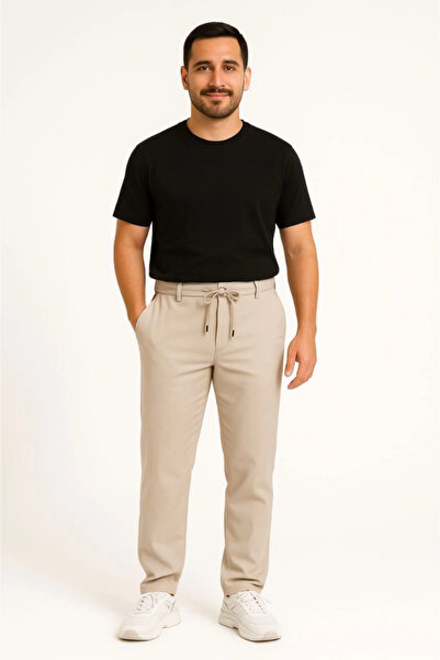 Kanonik Education Men's Diagonel Micro Textured Pocket Trousers - Beige