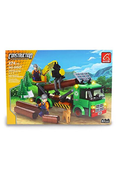 hak-iş oyuncak Construction Engineering Tree Cutting Truck 274 Pieces Building Block Set