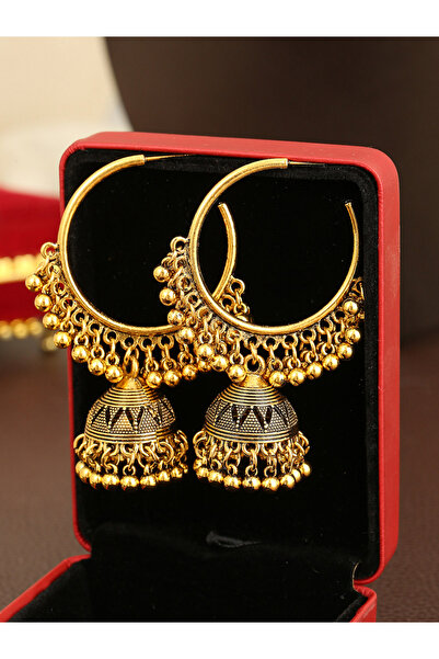 Take Two By Styli Texture Bell Shape Jhumka Hoop Earrings