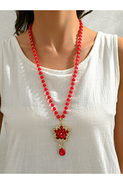 Take Two By Styli Embellished Flower Drop Beaded Necklace