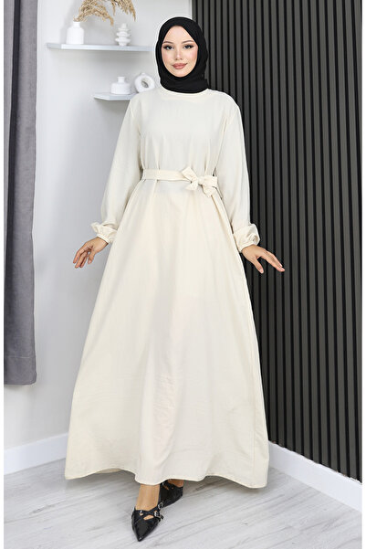 sefamerve Aerobin Fabric Sleeve Elastic Dress 2002-08 Light Cream