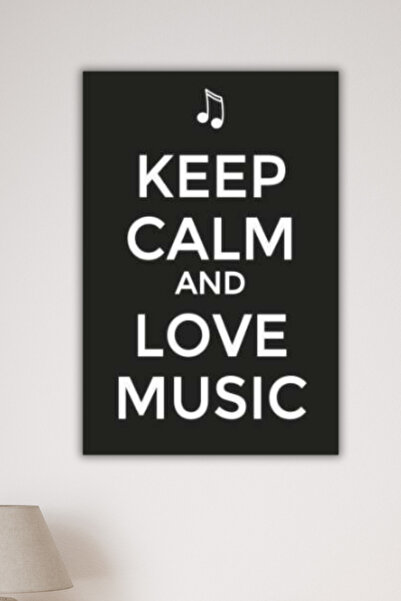 DURUSA KEEP CALM AND LOVE MUSIC Tablou retro din MDF cu text, 30x20 cm, decor...