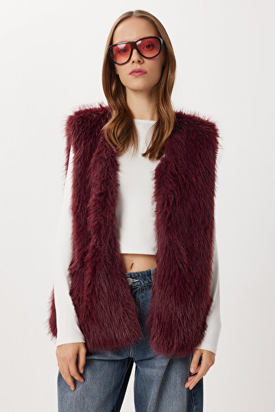 Lovelyİstanbul Faux Fur Vest Lfg0170 Bordo