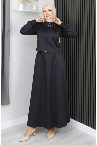 sefamerve Jacket Skirt Two-Piece Set 0184-05 Black