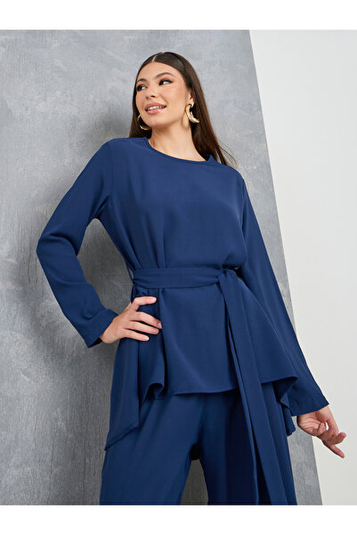 Take Two By Styli High Low Hem Tie Belt Blouse and Trouser Co-Ords