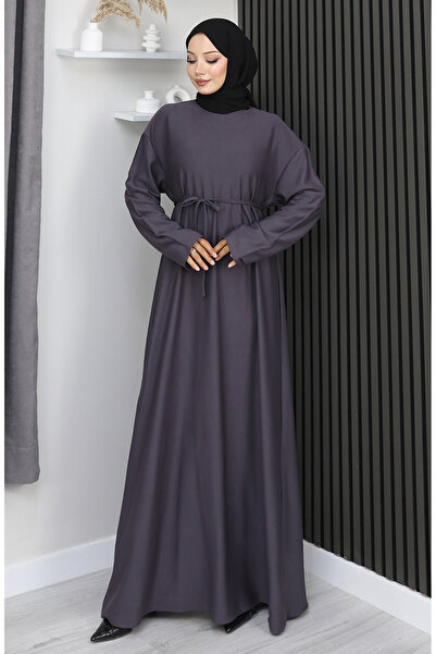 sefamerve Premium Fabric Belted Dress 2165-02 Anthracite