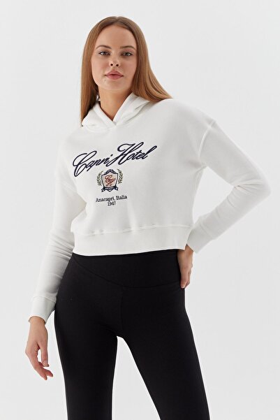 Shopping Shop Hooded short sweatshirt ecru