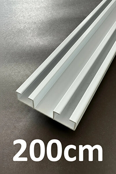 İzen İki Kanallı 200cm Alüminyum Beyaz Perde Rayı (48mm) Düz İkili Korniş