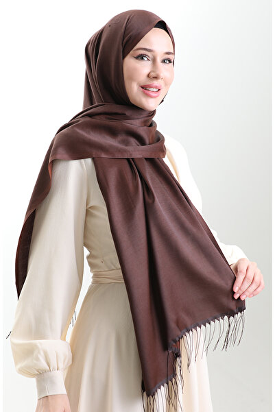 sefamerve شال فيسكوز طويل مهدب 70331-13 بني مرير