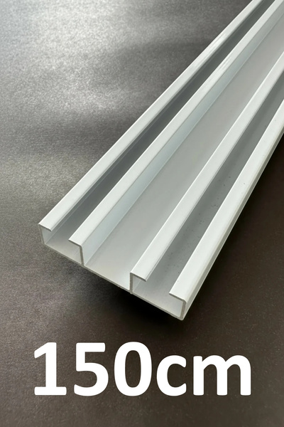 İzen İki Kanallı 150cm Alüminyum Beyaz Perde Rayı (48mm) Düz İkili Korniş