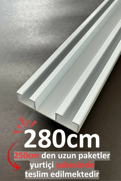 İzen İki Kanallı 280cm Alüminyum Beyaz Perde Rayı (48mm) Düz İkili Korniş