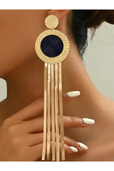 Take Two By Styli Circle Tassel Metal Earrings