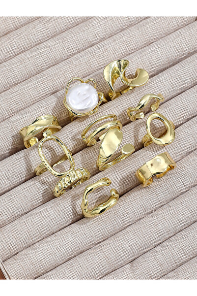 Take Two By Styli Set of 11 - Faux Pearl Decor Cuff Rings