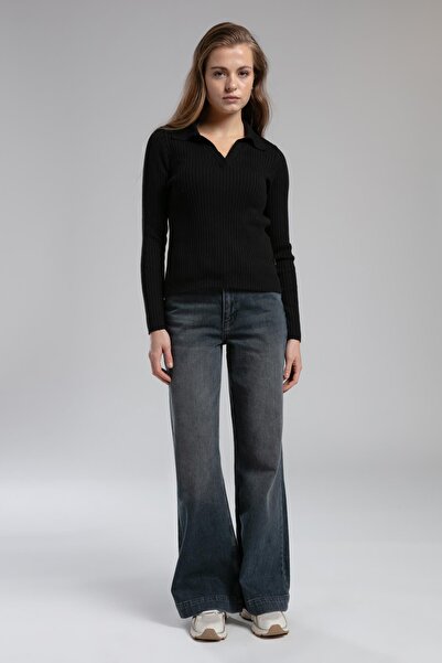 Lee Cooper Sandy High Waist Wide Leg Cut Wide Leg Gray Women's Jeans