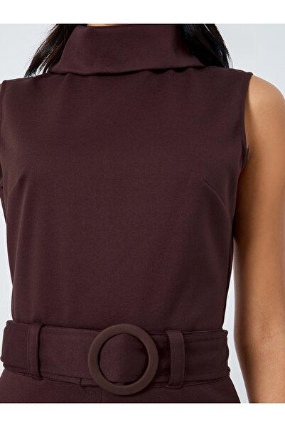 Styli Brown Sleeveless A-Line Maxi Dress