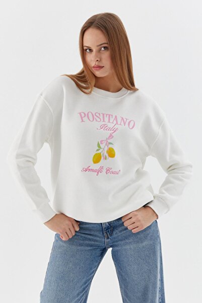 Shopping Shop Printed Oversized Sweatshirt Ekru