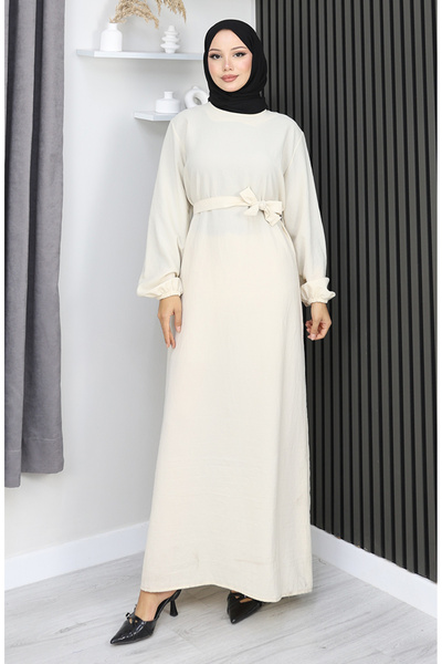 sefamerve Aerobin Fabric Sleeve Elastic Dress 2002-08 Light Cream