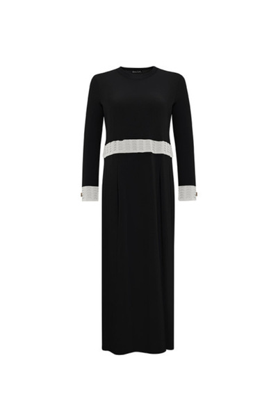 MISS DALIDA Ajur Detaylı Triko Siyah Elbise