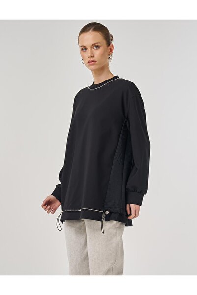 Kayra İşleme Detaylı Tunik - Siyah