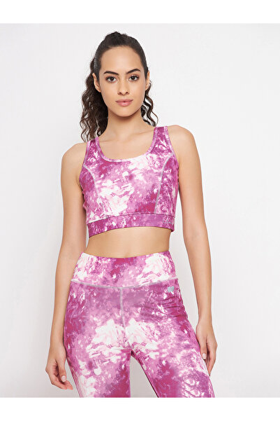 Clovia By Styli Medium Impact Padded Non-Wired Marble Print Sports Bra