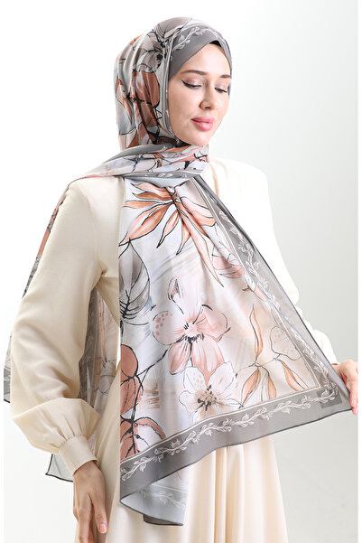 sefamerve Σάλι από γαλλικό μετάξι Hanzade 70330-06 Γήινο καφέ