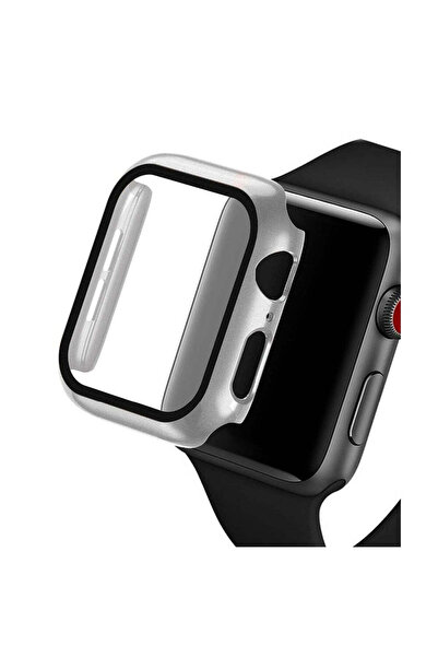 Casey Studios Husa cu Folie Apple Watch 3/2/1 - 38MM, Policarbonat Dur, Slim, Anti-Soc Full Screen, Silver