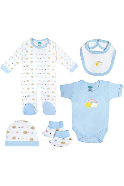 Babies Basic مجموعة من 5 قطع تتضمن مريلة، رومبير، قفازات، قبعة وبدلة نوم، من ...