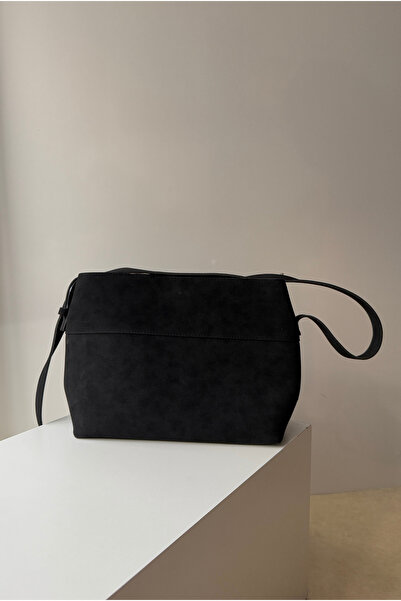 Mupa Shoes Women's Hand and Shoulder Bag Black Suede