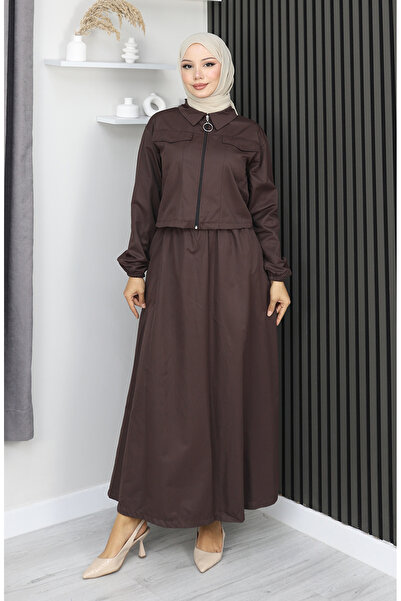 sefamerve Jacket Skirt Two-Piece Set 0184-03 Brown