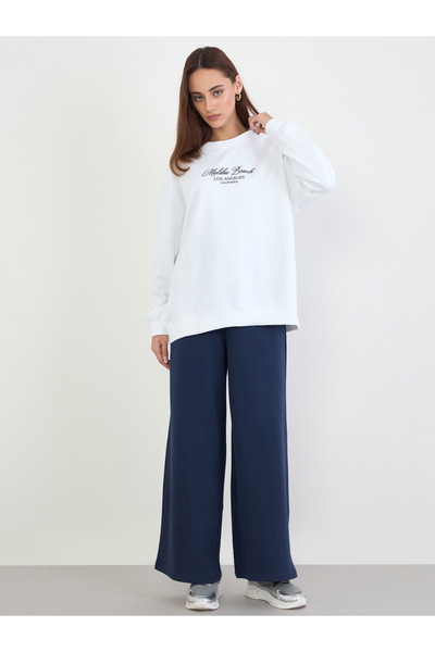 Styli Printed Longline Sweatshirt and Wide Leg Joggers Co-Ords
