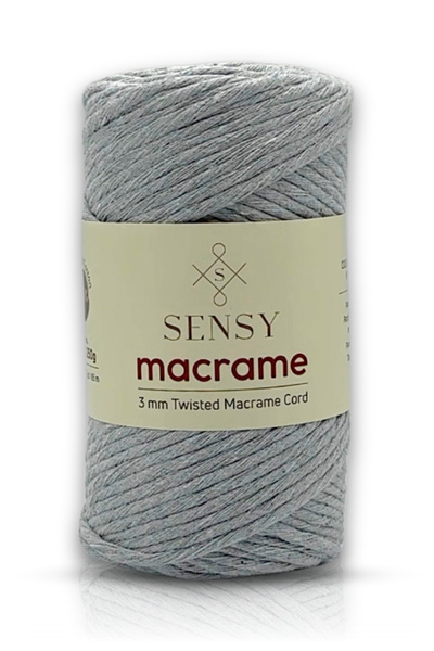 SENSY Snur de macrame Taranan 3mm Snur de macrame din bumbac care poate fi tăiat Snur de macrame Gri deschis