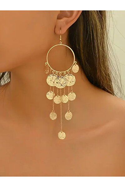 Take Two By Styli Coin Textured Round Tassel Earrings