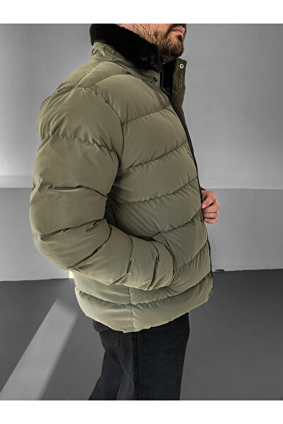 NO1 KONSEPT Φουλάρια με επένδυση από γούνα χακί Premium Carbon