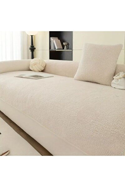 GHZAL Home Collection Teddy Curly Plush Set (4 Pieces) Two Large and Two Small Sofa Covers Seating Area Only 3,3,1,1,