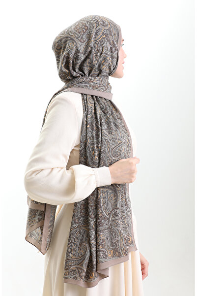 sefamerve Karaca Patterned Mio Shawl 82011-08 Mink Gold