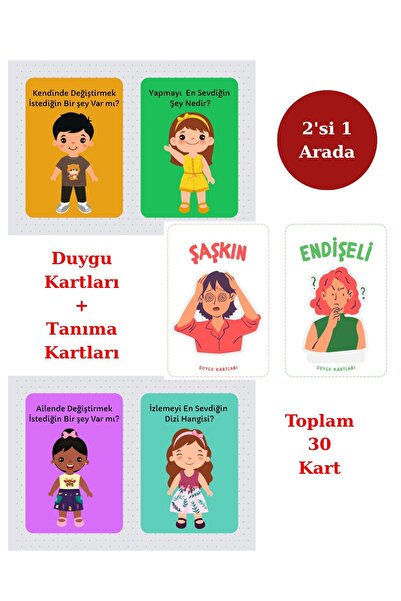 Psikotopia Duygu Kartları + Çocuğu Tanıma Kartları psikolojik Kartlar Tanışma...
