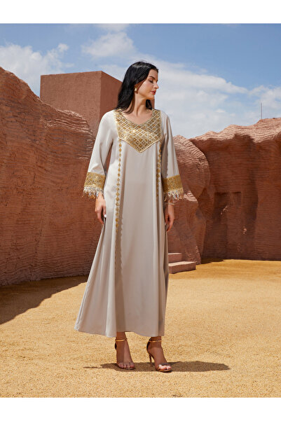 Take Two By Styli Sequined Embellished Sleeve Tassel Detail Jalabiya