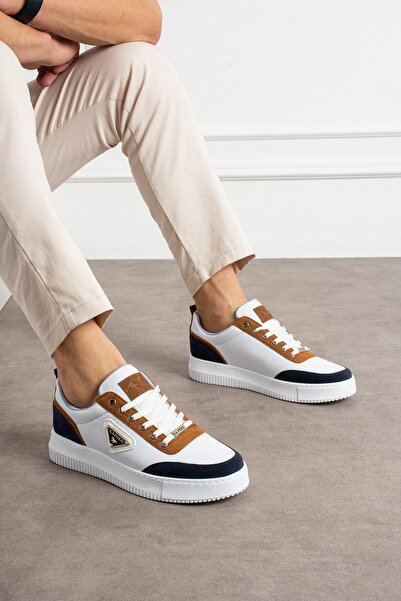 L.A Polo Thick Sole White Tan Men's Snekaer