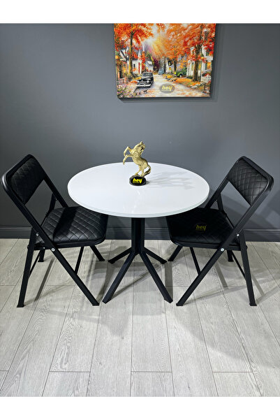 hey modüler mobilya Aras Beyaz 2 Kişilik Yuvarlak Mutfak Yemek Masası Takımı ...
