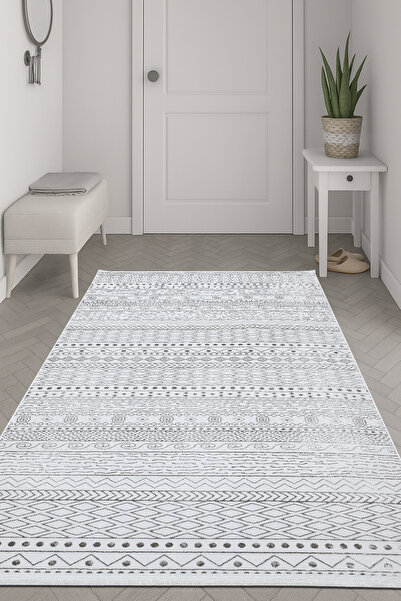 Ayduran Halı Classi C0010A Gri Dokuma Kaymaz Taban Saçaklı Salon Mutfak Korid...