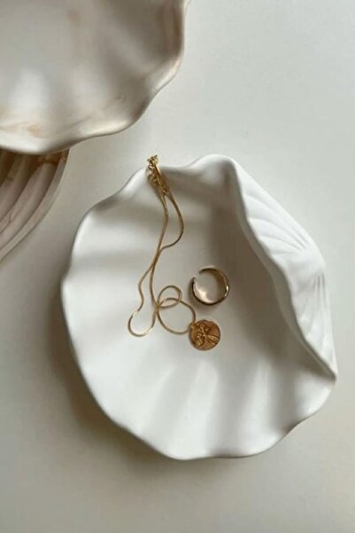 ZarDünya İstiridye Dekoratif Takı Tabağı Deniz Kabuğu Çekim Standı Sabunluk