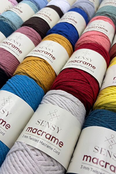 SENSY Snur de macrame Taranan 3mm Snur de macrame din bumbac care poate fi tăiat Snur de macrame Gri deschis