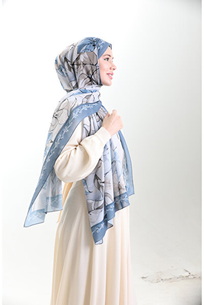 sefamerve Σάλι από γαλλικό μετάξι Hanzade 70330-01 Γκρι Μπεζ