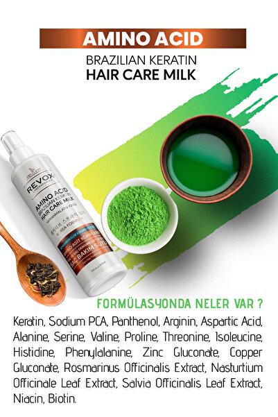 Revox Amino Asit Brezilya Keratin Saç Bakım Sütü, Kolay tarama, Dolgunluk, Yumuşaklık, Onarıcı Etki