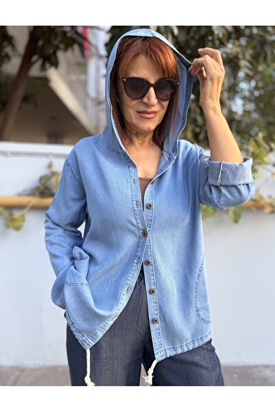 DenizEge Μπουφάν με κέντημα στην πλάτη Liyosel με κουκούλα