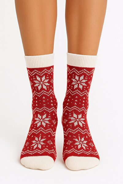 Plus Scorpion Women's Plain Premium Socks, Non-Marking, Cotton, Thick and Warm Christmas Themed Single Socks, Plus Scorpi
